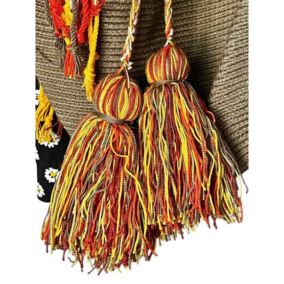 Handwoven Wayuu Mochila Tote Bag With Zigzag Strap & Tassels Colombian Kacki Grn - Picture 3 of 12